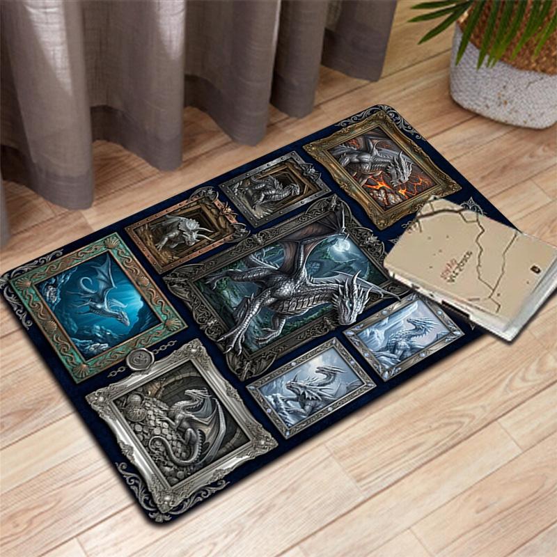 Fantasy Dragon Compilation Pattern Rug Floor Mat for Living Room or Bedroom Soft and Comfortable Carpet a Gift for Birthday and Holiday.