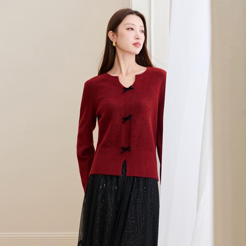 

Sancai Plus Size V-Neck Bow Knit Sweater M