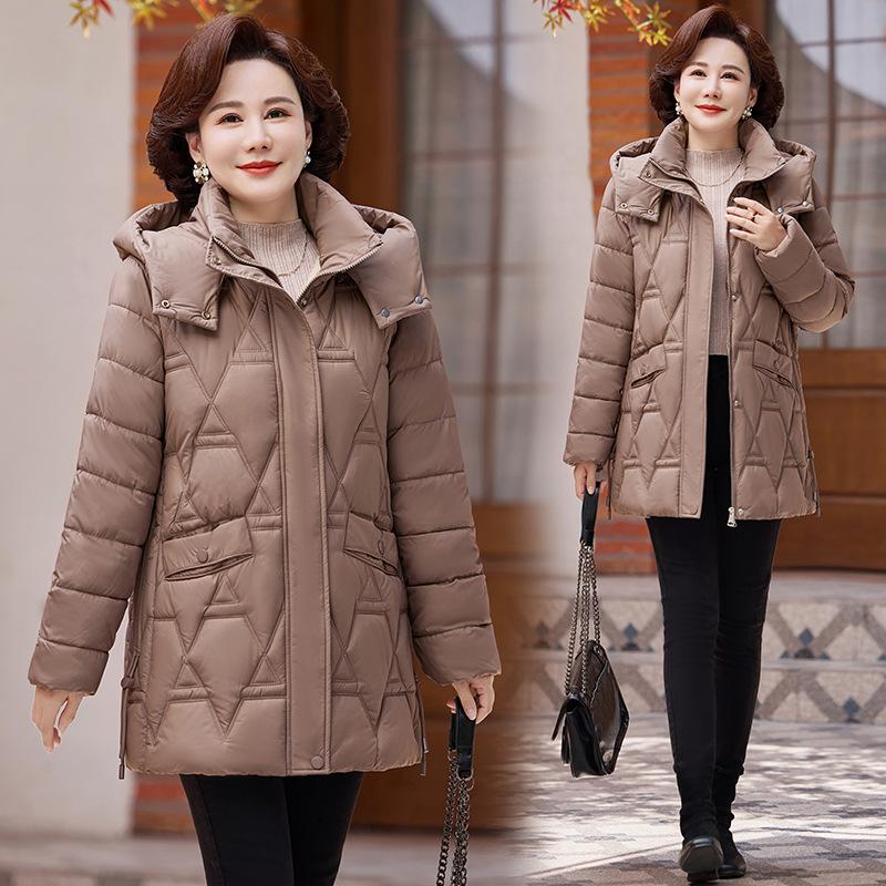 Down cotton-padded clothes, mother's new winter models, medium and long thickened cotton-padded clothes, slim-fitting and warm, foreign-style jackets,