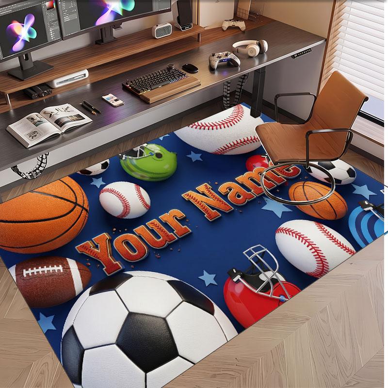 Decorative Artwork Theme Soft Crystal Velvet Rug Custom Name & Text Print Non Slip Floor Rug for Bedroom Living Room