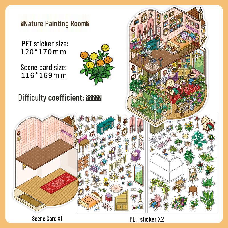 Infeel.Me My Little House 3D Scenery Stickers - Miniature Two-Layer Quiet Book Series