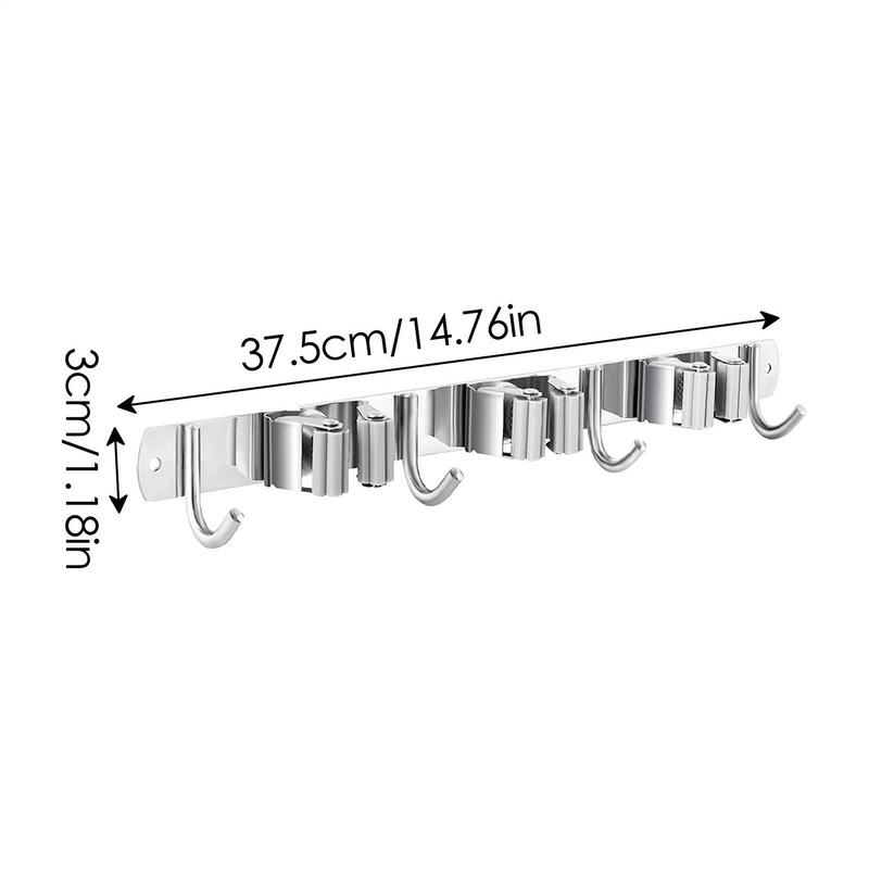 Utility Hooks For Brooms And Mops Broom Organizer Storage Tool Racks Broom Organizer Racks With 4 Hooks And 3 Slots For Closet