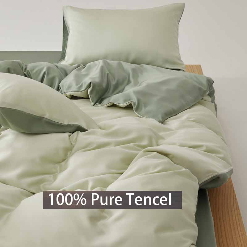 Luxuriöses Lyocell Tencel 4-teiliges Bettlaken-Set Weiches Spannbettlaken & Bettbezug & Kissenbezüge Atmungsaktive Bettwäsche für Hotelkomfort