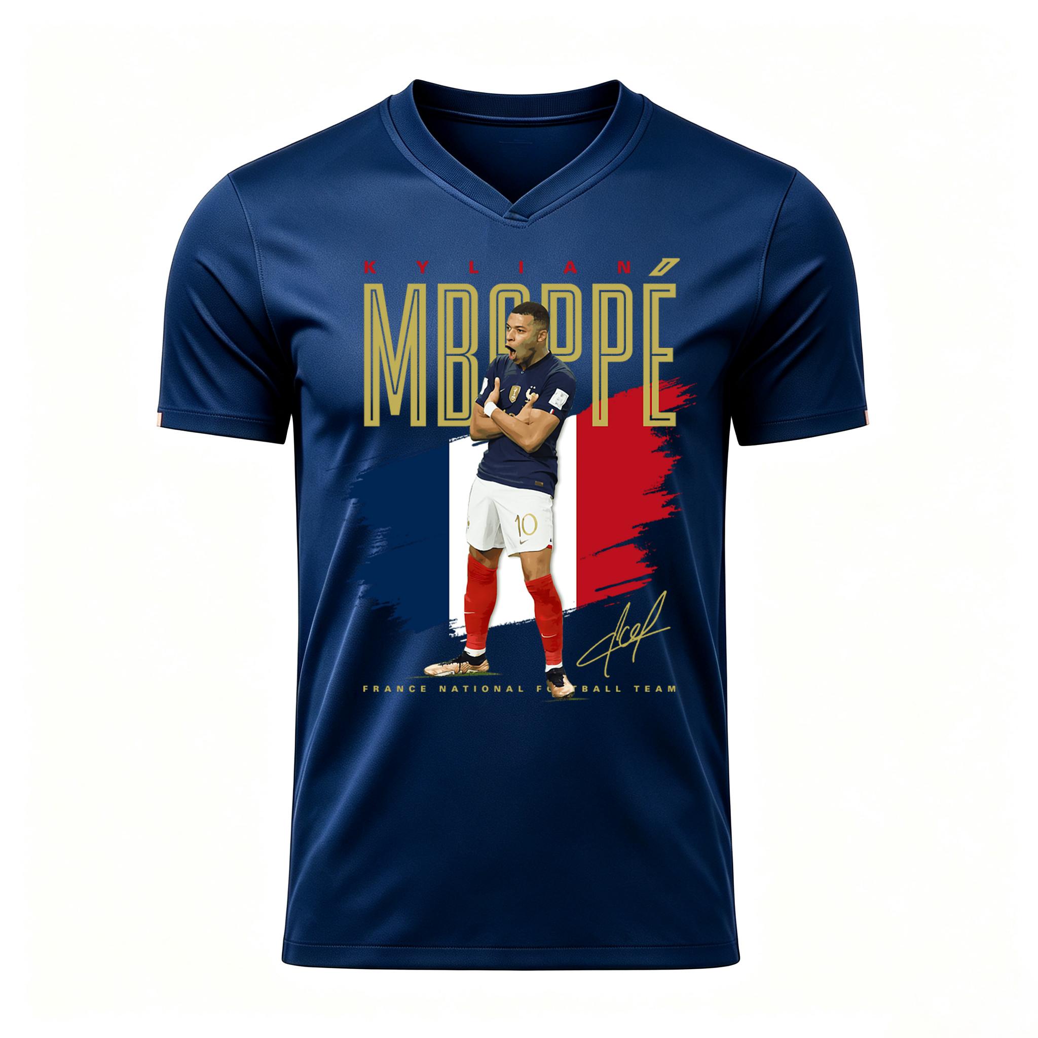 France National Team #10 Jersey Mbappé Navy Blue Football Top, Soccer Fan Top XXS