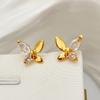 French Zircon Inlaid Butterfly Stud Earrings, Fashionable Light Luxury Temperament, Fresh And Sweet Stud Earrings, Commuting Versatile Earrings.