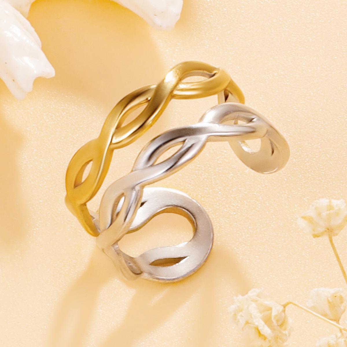 European American Stainless Steel Irregular Geometric Ring Light Luxury for Women
