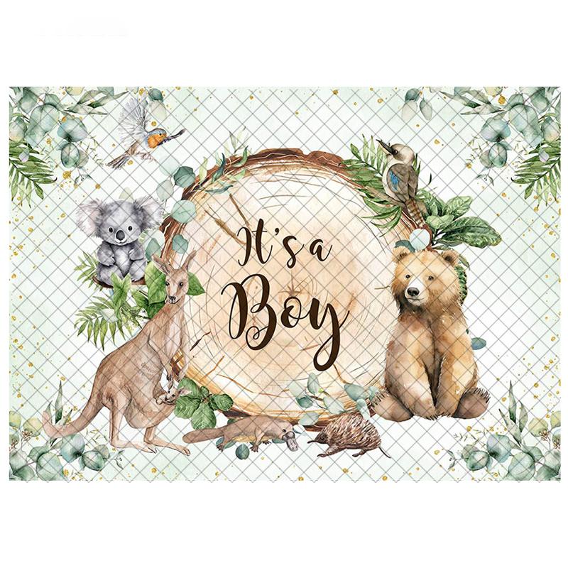 LS Photography Background Wildlife 1st Birthday Party Jungle Floral Decor Props Baby Shower Kids Portrait Photo Backdrop Studio
