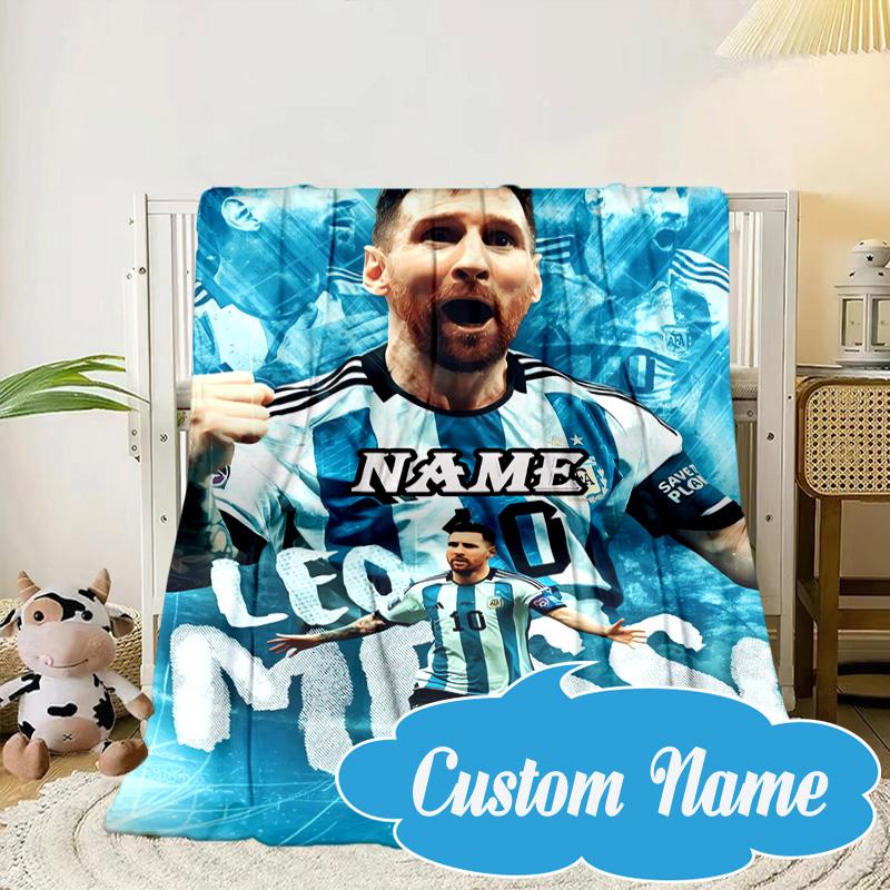 Custom Name Argentina's Messi Celebration Blanket bed sofa Blanket Flannel Blanket for Camping, Hiking, Picnic Essentials,gift for Fan family