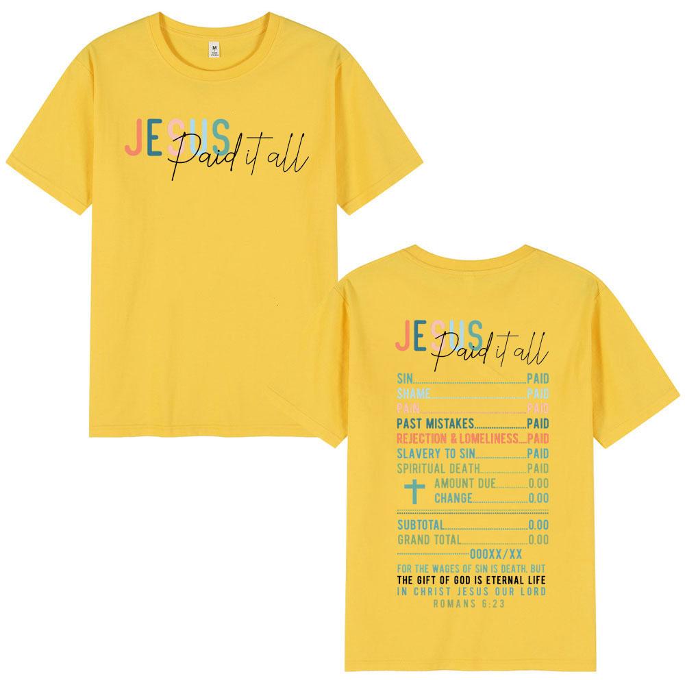 Jesus Paid It All Receipt TShirts Unisex Unisex Clothing Fashion Y2k Oversized TShirt Summer Casual Cotton Short Sleeve T Shirts