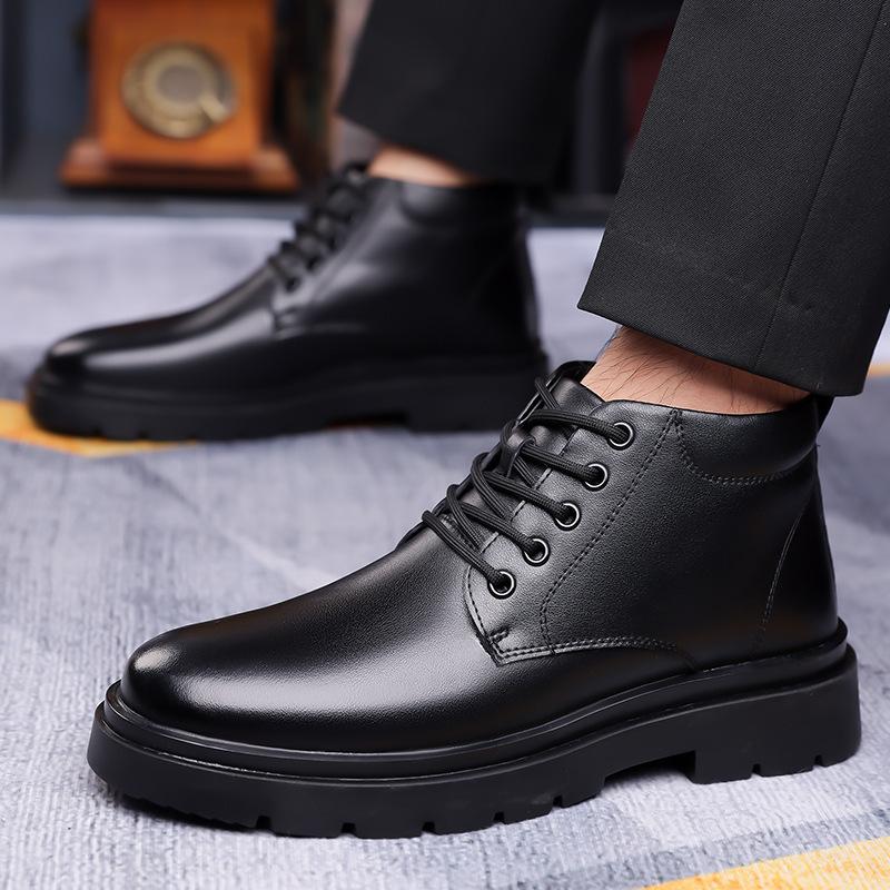 Martin Men's Shoes Autumn and Winter New  Dress Leather Shoes Men's Velvet Thermal Cotton Shoes Snow Boots