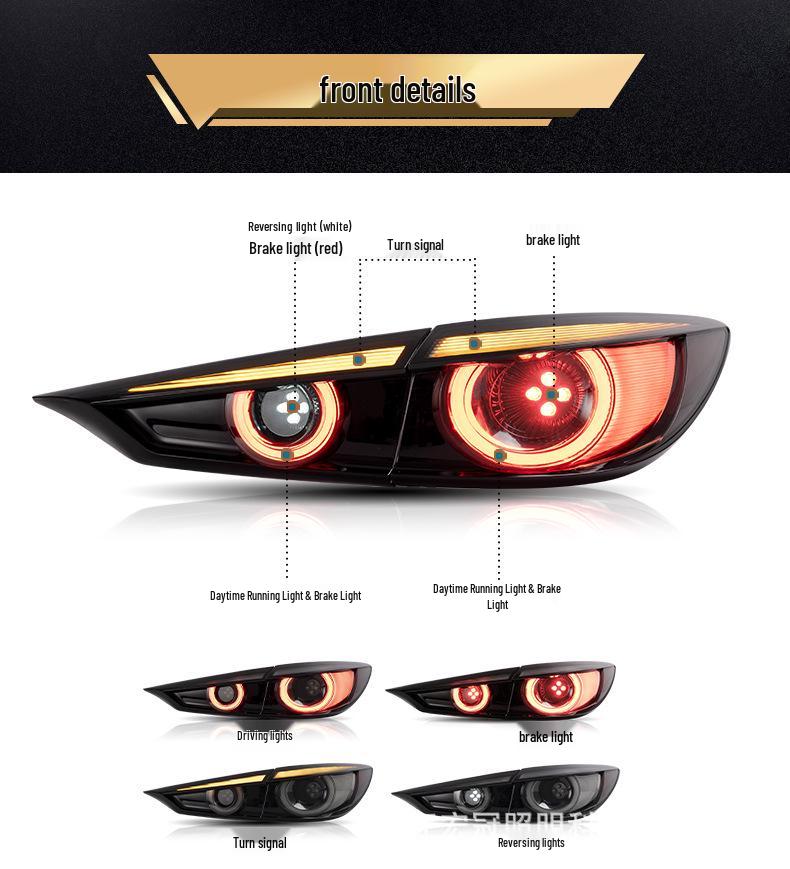 LED Taillight Assembly for 2014-2019 Mazda 3 Axela - Flowing Welcome Light Modification