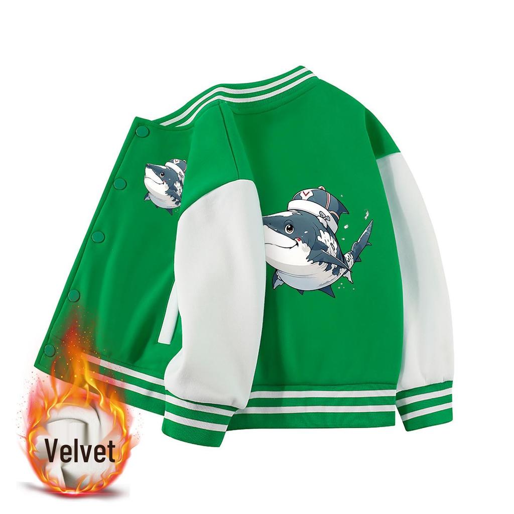 2025 Neuer Stil Jungen Fleece-gefütterte Baseballjacke für Herbst & Winter