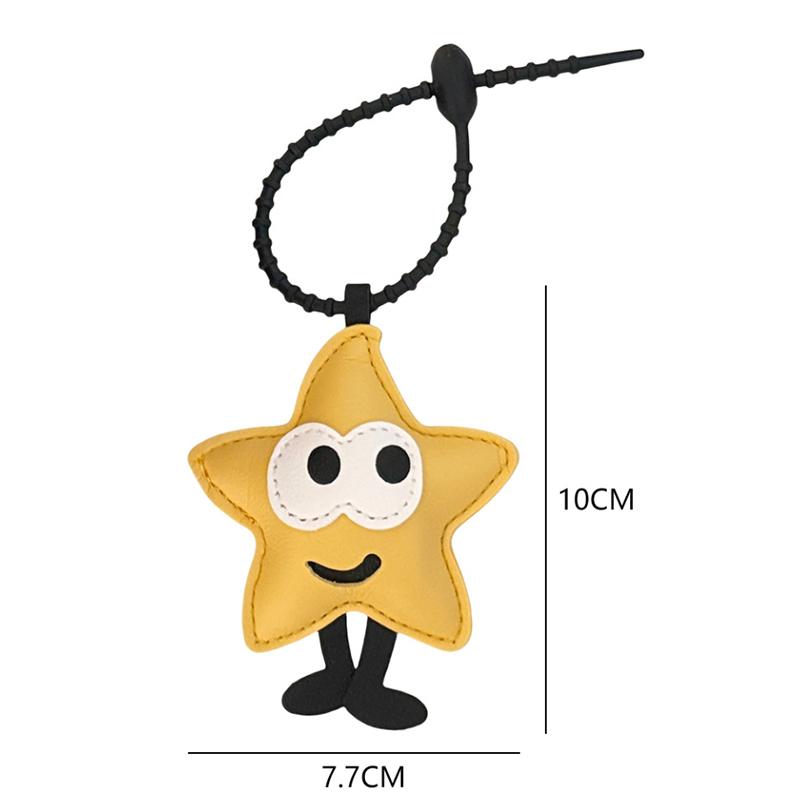 Cute Cartoon Christmas Tree Star Keychain Creative Pu Leather Keyring Backpack Pendant Key Hanging Decoration Xmas Gifts