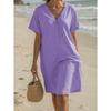 Cross-border new fashionable versatile women's casual solid color V-neck loose dress