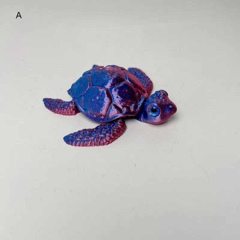 Figurines de Tortue Imprimées en 3D Articulations Mobiles Collection Créative Ornements Décoration de Bureau Cadeaux de Fête
