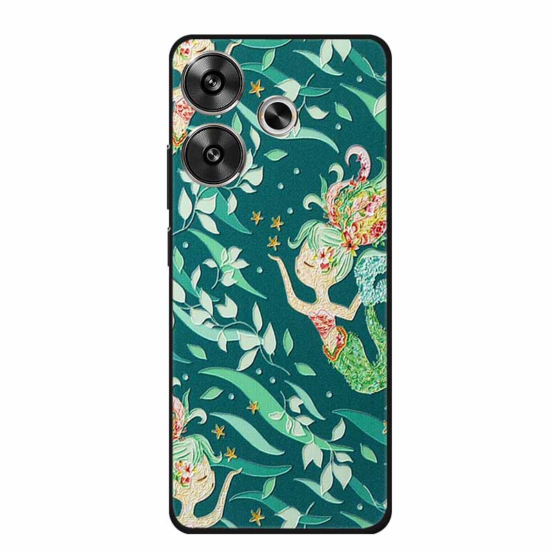 3D Embossed Case For Xiaomi Poco M6 4G Phone Case M 6 Plus Flowers Silicone Soft Coque For Xiaomi Redmi 13 13x Back Cover Case
