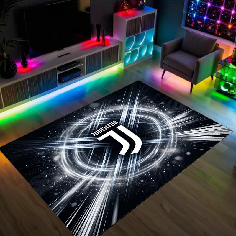 Tappeto in Velluto di Cristallo Design Juventus FC Accogliente Non?Tappeto Stampato Antiscivolo per Camera da Letto Soggiorno Ingresso