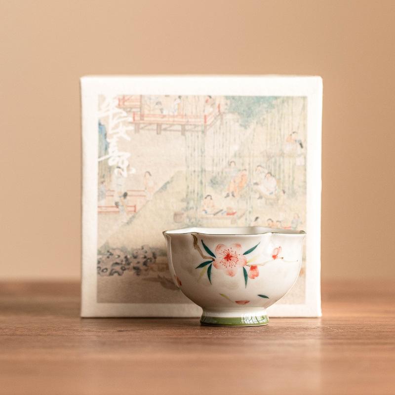 Hand-painted Peach Blossom Tea Cup Japanese Ceramic Teacups Porcelain Household Chinese Kung Fu Teaware Set Master Mugs Gift Box