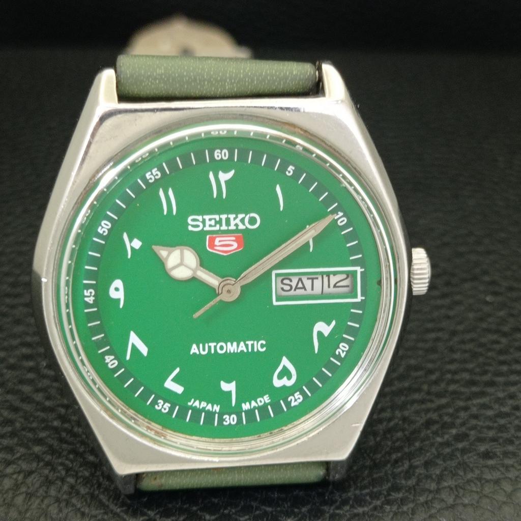 Seiko 5 AUTOMATIC 6309A JAPAN MENS VINTAGE ARABIC GREEN DIAL WATCH A701549-5 R206b-a701549