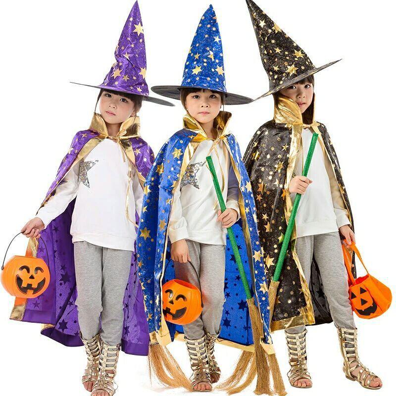 Hooded Princess Children Cloak Witch Robe Cape Floorlength Halloween Costume