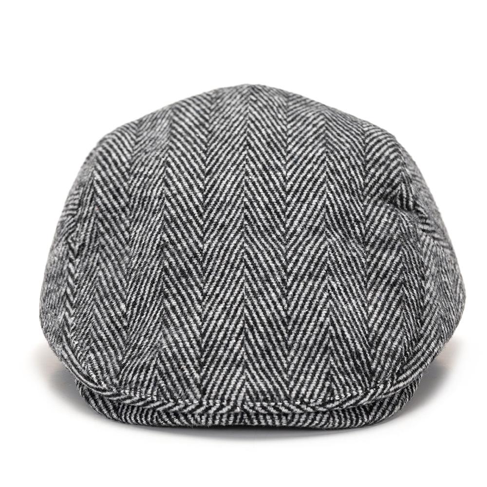 Vintage Striped Beret Women Autumn And Winter Artist Painter Hat Korean-Style Casual Versatile Trendy Ivy Cap Men Newsboy Cap