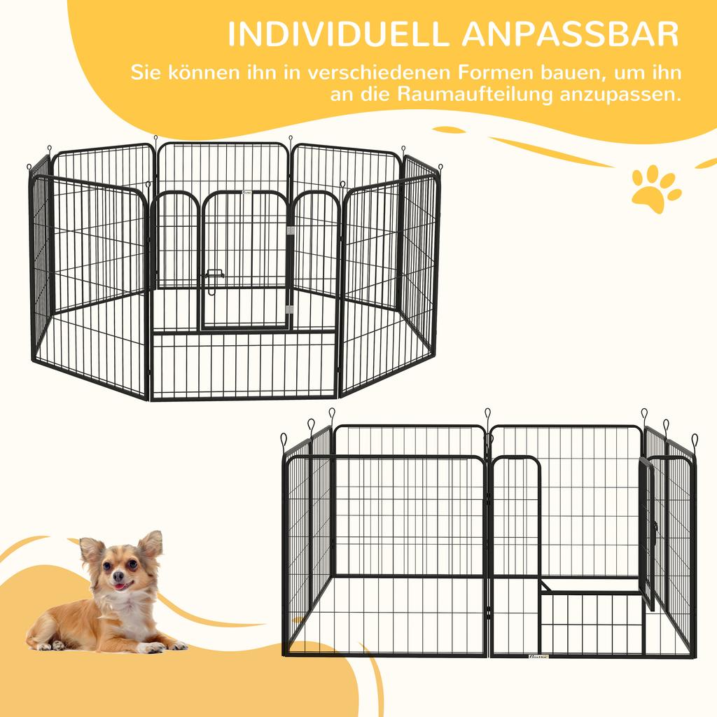 8 Panels Heavy Duty Puppy Playpen, for Small and Medium Dogs, Indoor and Outdoor Use - Black