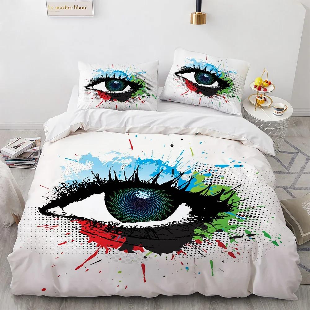 Bettbezug mit großem Auge, farbenfrohes Gemälde, Kunst, Bettbezug, King- und Queen-Size-Größe für Teenager, Erwachsene und Kinder, Polyester-Bettwäscheset