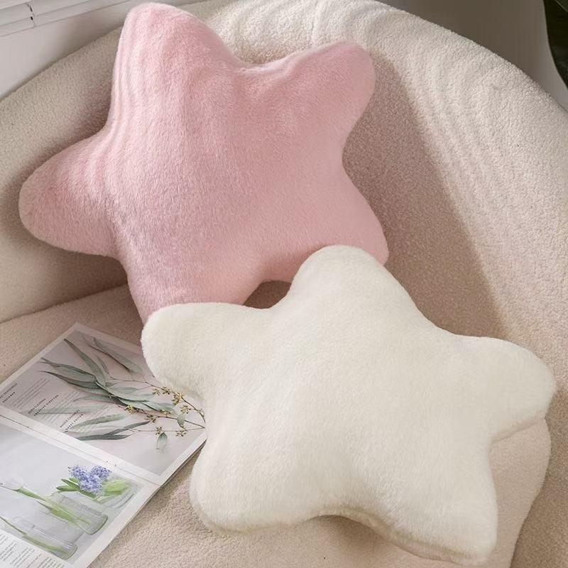Nordic Star Plush Throw Pillow - Cute Cream Five-Pointed Star Sleep Cushion Toy, Large Size