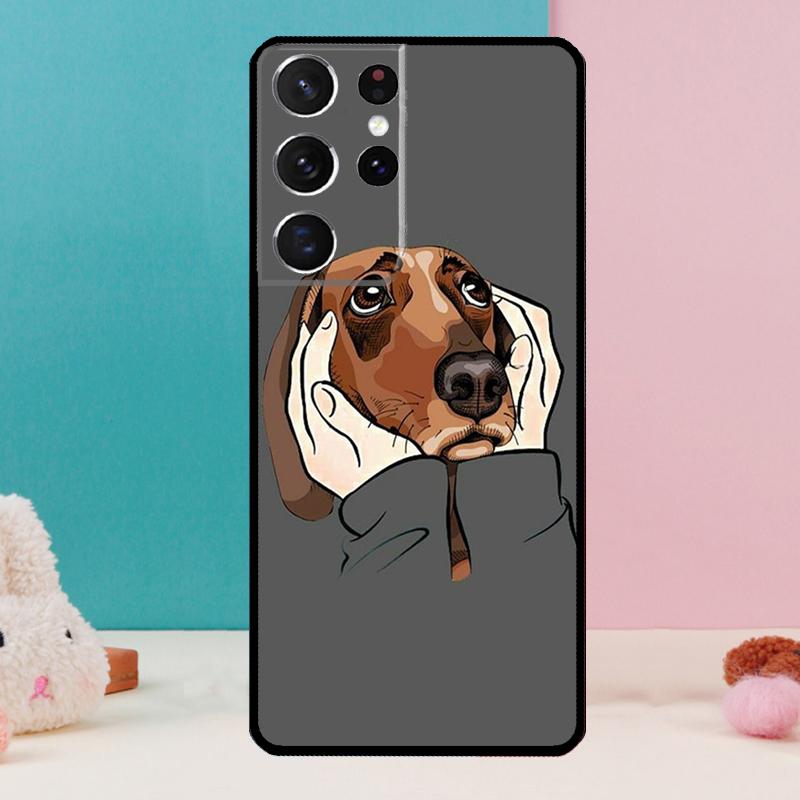 Cartoon Dachshund Sausage Dog Phone Case For Samsung Galaxy S25 S24 S23 S22 S21 Ultra S9 S10 Plus S20 FE Funda Cover Shell