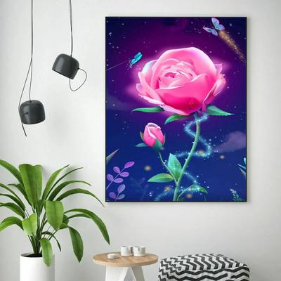 5D DIY Diamantmalerei Rosa Blume Kreuzstich-Set Mosaik Diamantstickerei Rose Vollrunde/Quadratische Bohrer Heimdekoration