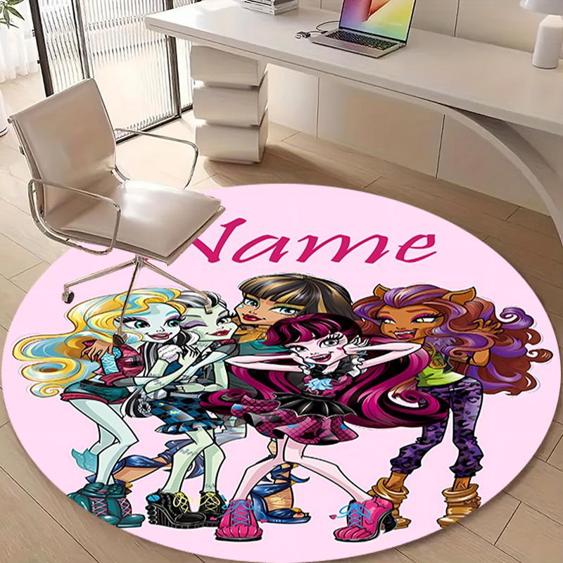 Personalized M-Monster High Draculaura Round Chair Office Rug - Perfect for Mat, Office Chair & More - Ideal Gift for Birthdays and Holidays