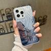 Cartoon Mountain Print Glitter Phone Case For iPhone 16 15 Pro Max 14 Pro 13 12 11 Clear Shockproof Hybrid TPU PC Glossy Slim Cover