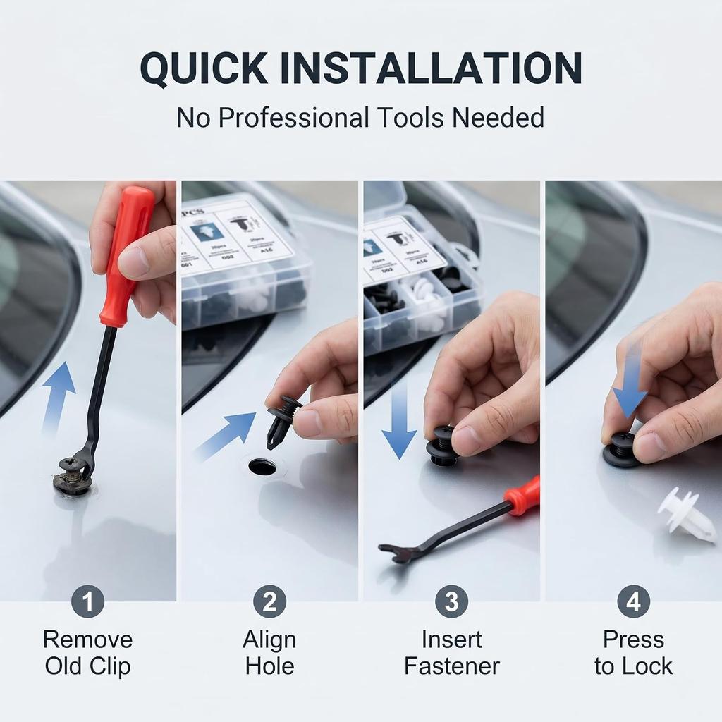 100 Pcs Car Bumper Clips Kit, Car Plastic Rivets Fasteners Push Retainer Kit with Sizes Auto Push Pin Rivets Set, Universal Expansion Screw Clips