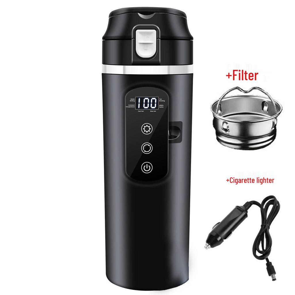 Smart Stainless Steel Travel Car Kettle - Insulated Heating Cup