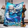 Personalized Custom Name Blanket - Genshin Impact Navelette Print Design,Blanket for Sofa,Bed,Travel,Camping - Soft and Warm, Great Gift
