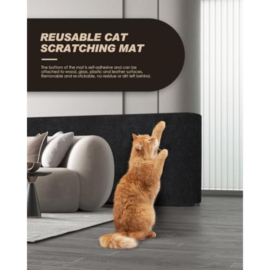 Cat Scratch Mat Trimmable Self-Adhesive Carpet for DIY Cat Climbing and Scratching Solution Ideal for Protecting Cat Couch Furn
