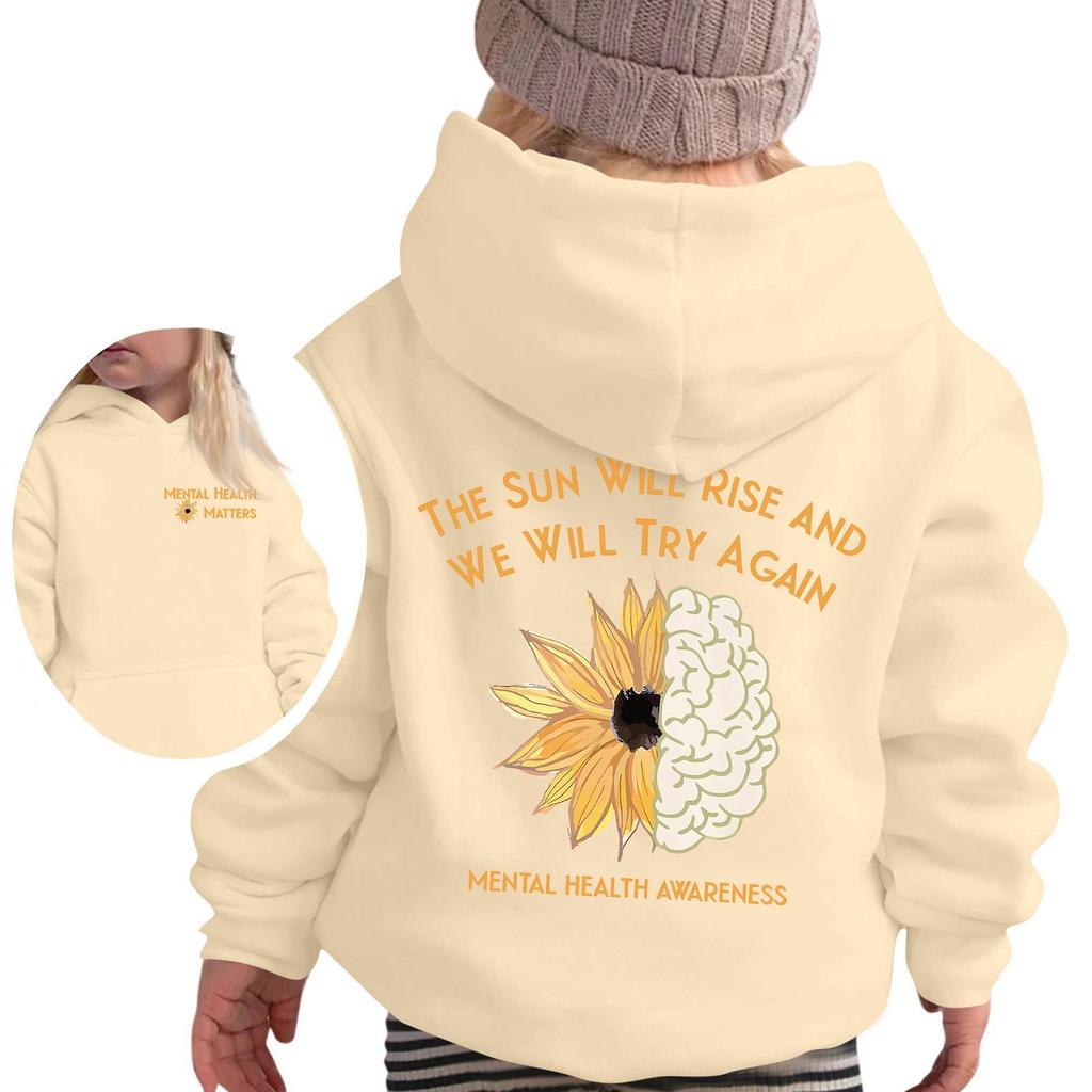 Children's Pullover Sweatshirt Long Sleeve Casual Hoodie Comfortable Loose Lightweight Pullover