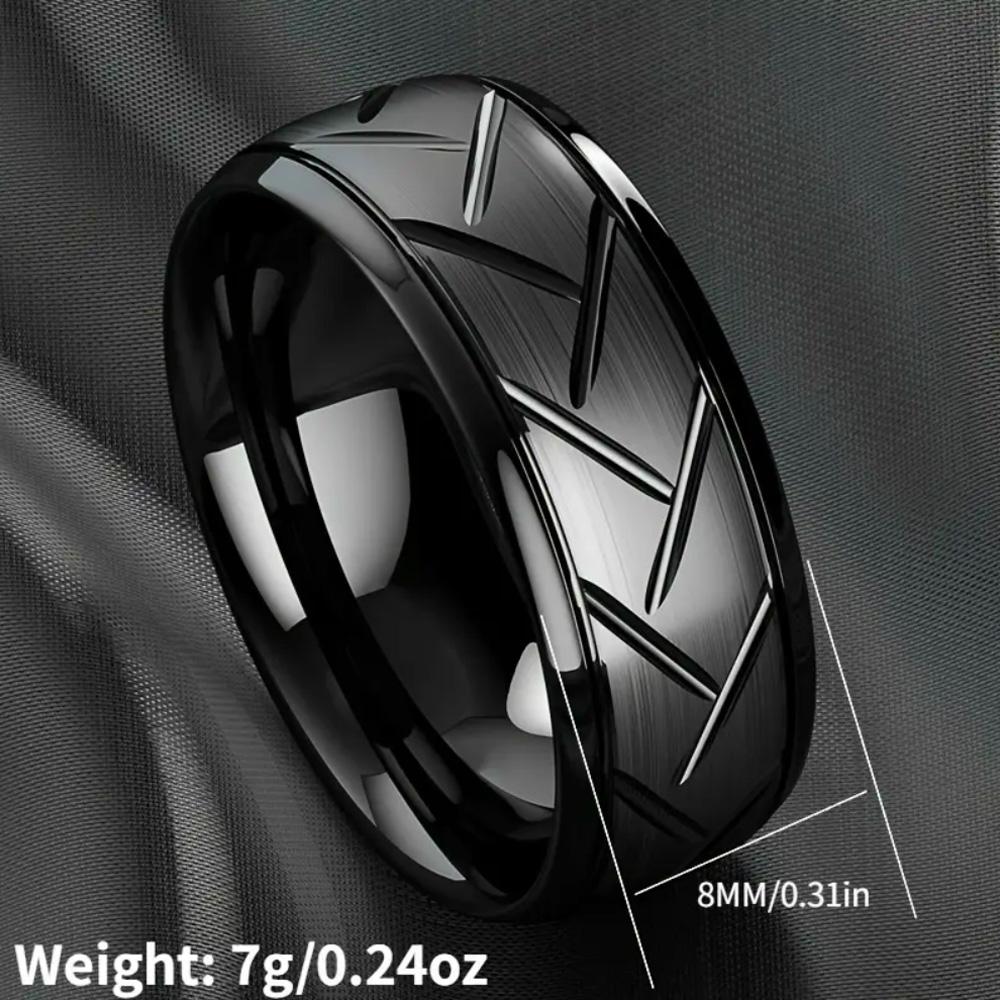 Anello multisfaccettato con scanalatura in acciaio inossidabile nero da uomo alla moda da 1 pezzo per uomo donna anello di fidanzamento regali di anniversario