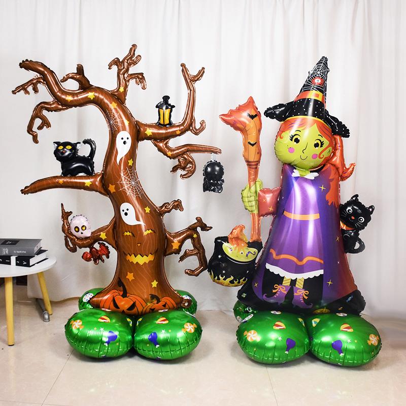 Large Halloween Standing Balloons Pumpkin Witch Ghost Foil Globos For Halloween Party Decoration Kids Favors Inflatable Toy 2024