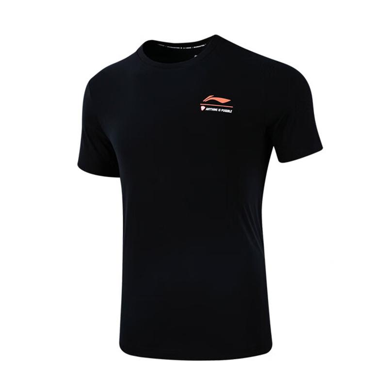 Li-Ning Cartoon Print Round Neck Short Sleeve T-Shirt Men Tops Black AHST353-1