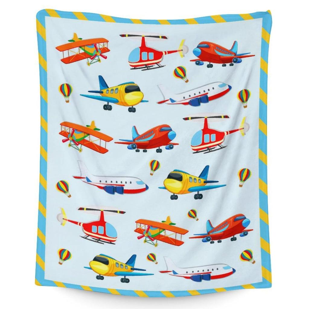 Cartoon airplanes cars Printed Blanket for Sofa Bed Travel Camping Living Room Office Conditioning Blanket for All Seasons Gifts