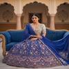 Royal Blue Floral Embroidered Lehenga Set