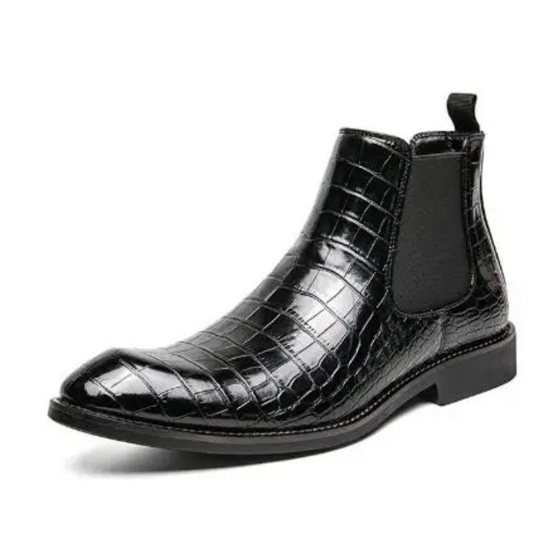 

Men s casual crocodile print boots low top ankle boots leather shoes autumn winter retro British tooling men s boots tide M219 45