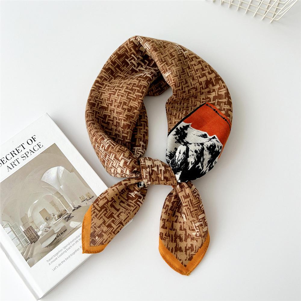 Versatile Women's Silk Cotton Linen Scarf: Fashionable Square Neck Accessory for Spring to Autumn