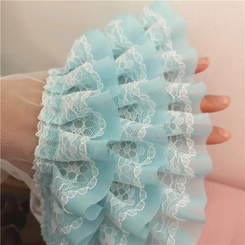 11cm Wide Beautiful Multi-color Multi-layer Chiffon Mesh Lace Trim DIY Handmade Dress Skirt Cuffs Sewing Production Accessories