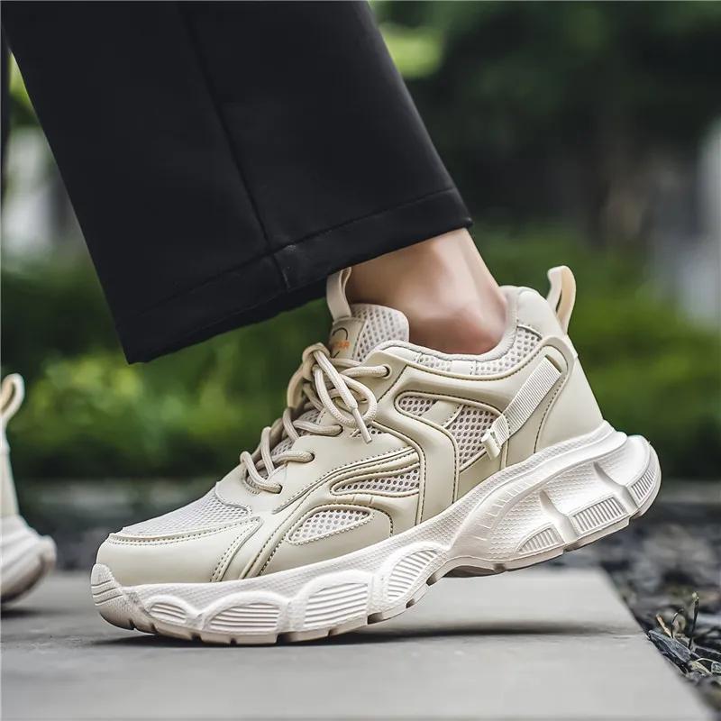 Men's Mesh Breathable Casual ShoesNew Spring and Autumn Fashionable and Versatile Solid Color Personalized Lace Up Sports Shoes