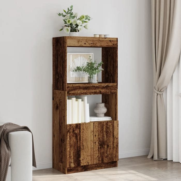 VidaXL Highboard Old Wood 63x33x140 Cm Engineered Wood, Bookcase, Modern Bookcase, Bookshelf 855113