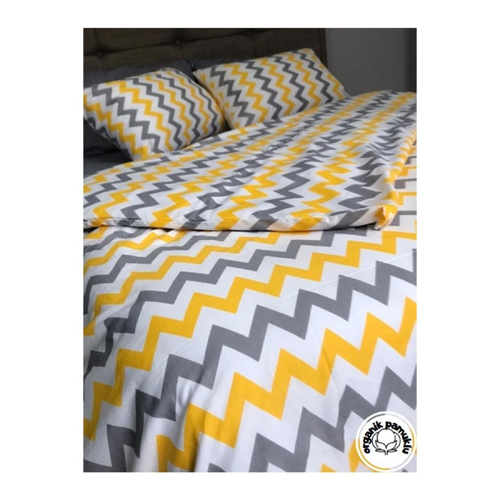 Luxusní bavlněná sada povlaku na přikrývku pro jednu osobu se cikcakovým vzorem bez prostěradel (1 povlak na přikrývku, 1 povlak na polštář)