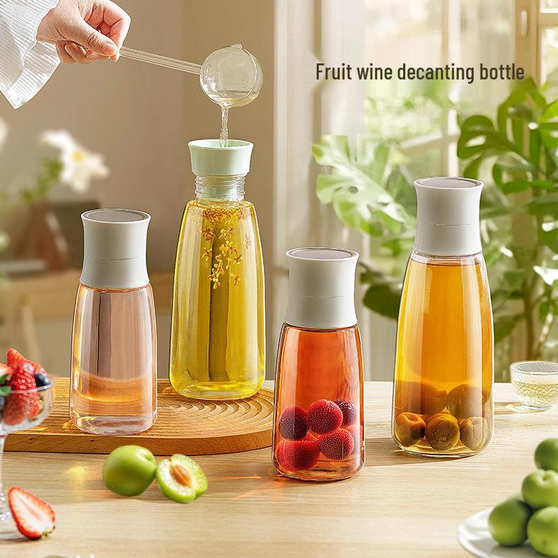 

Glass Wine Infusion Storage Bottle: Food-Grade Sealed Jar for Baijiu Marinating, Portioning, and Storing Wine 600ml, Grey, Includes Stickers