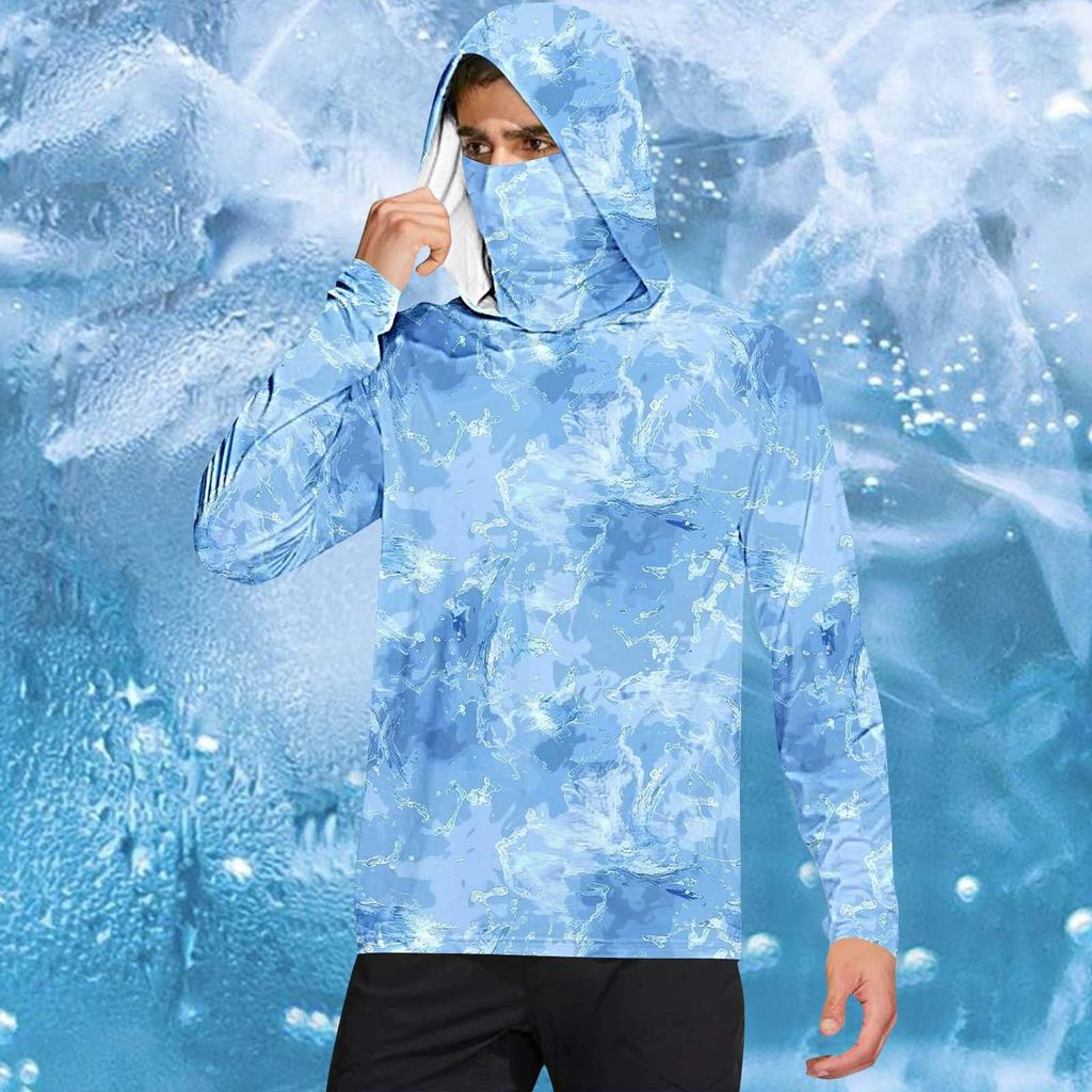 Herrskjorta med mask Lätt långärmad huva Vandring Fiske Prestanda
